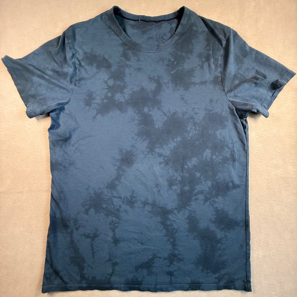 Lululemon Mens Blue Tie Dye Short Sleeve Crew Neck Athletic T-Shirt Size L